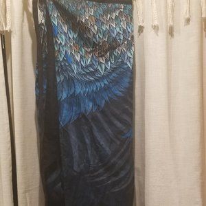 Feather Pattern Long Cotton Wrap Skirt